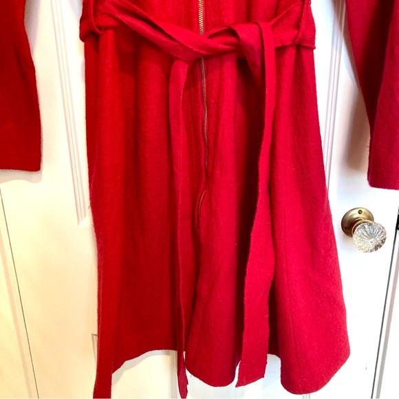 Chico's Beautiful Poppy Red 100% Boiled Wool Light Wrap Jacket Coat Size 2 (12) - Picture 3 of 16